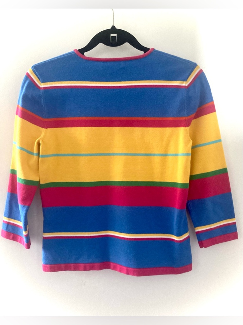 Vintage 90s Ralph Lauren Horizontal Stripe Knit Top - 3/4 Sleeve - Rare - Picture 5 of 16